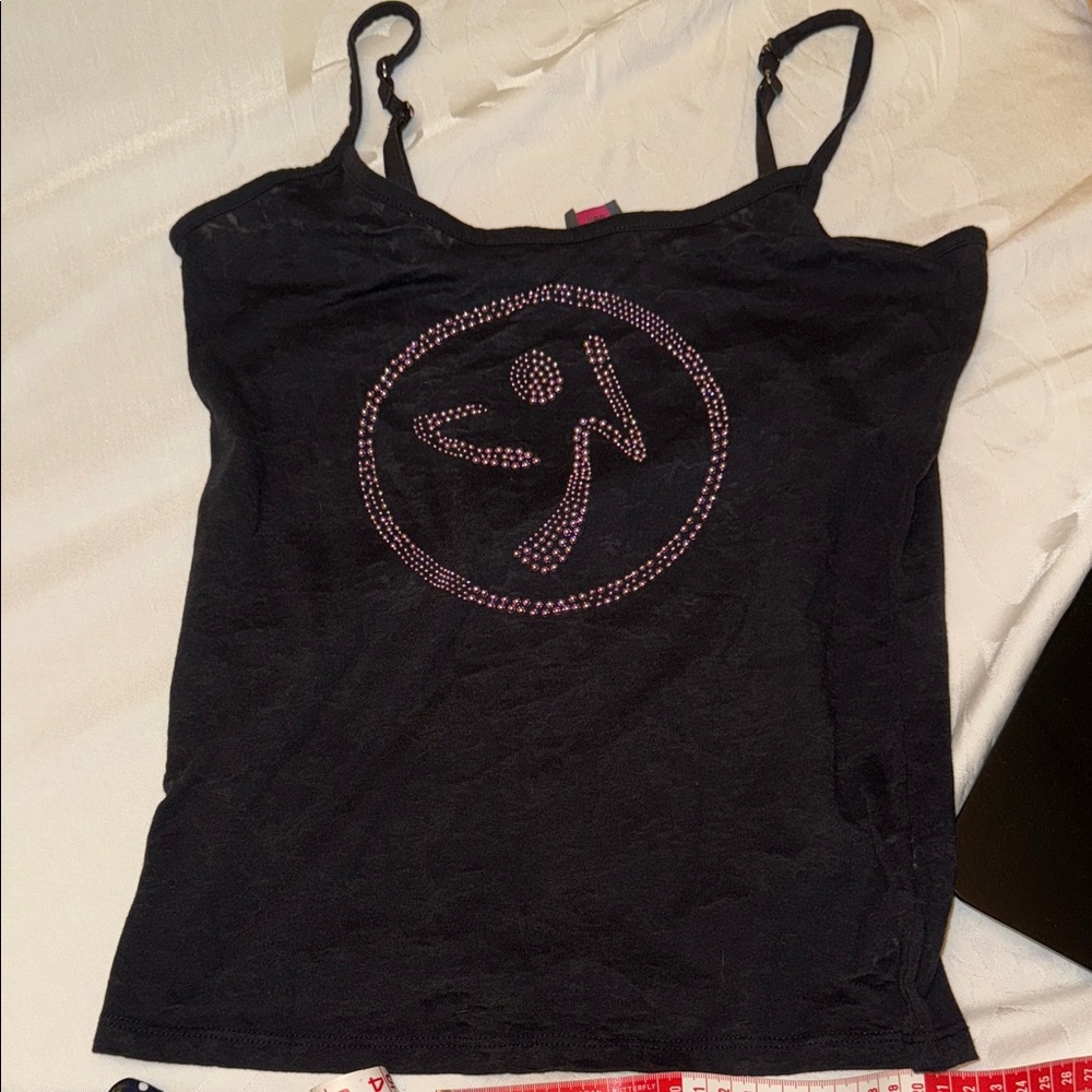 Zumba Fitness Black Camisole with Pink Accents